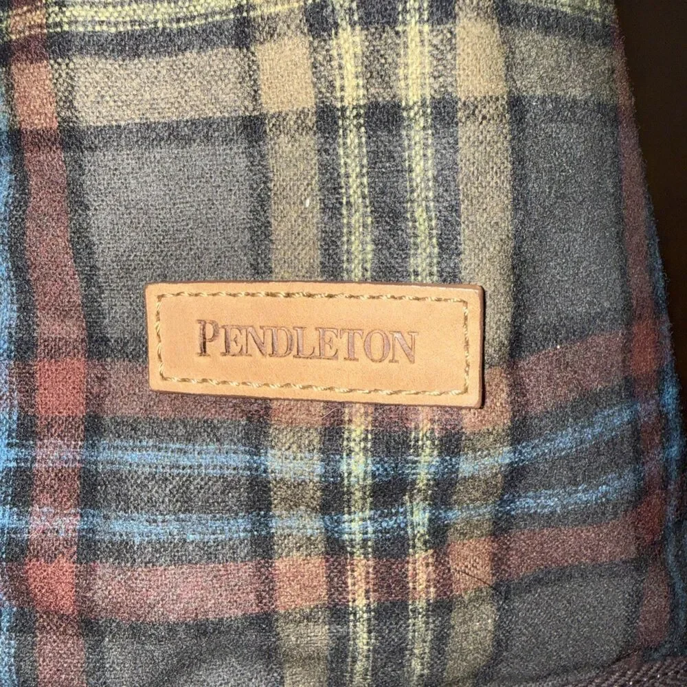 Pendleton Plaid Wool Sling Backpack Duffel Brown Travel Gym Heritage USA Fabric
